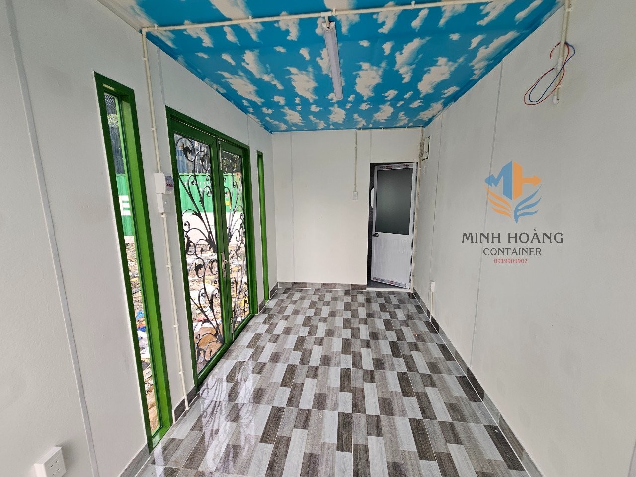 Container Nhà Ở 20 Feet Xanh Lá Viền Đen Hiện Đại